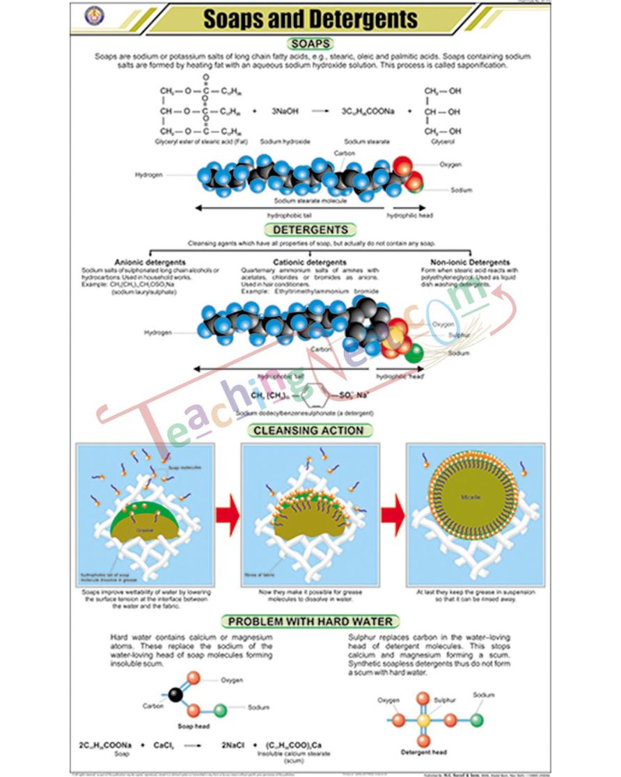 Soaps and Detergents Chart - Laminated, With Rollers