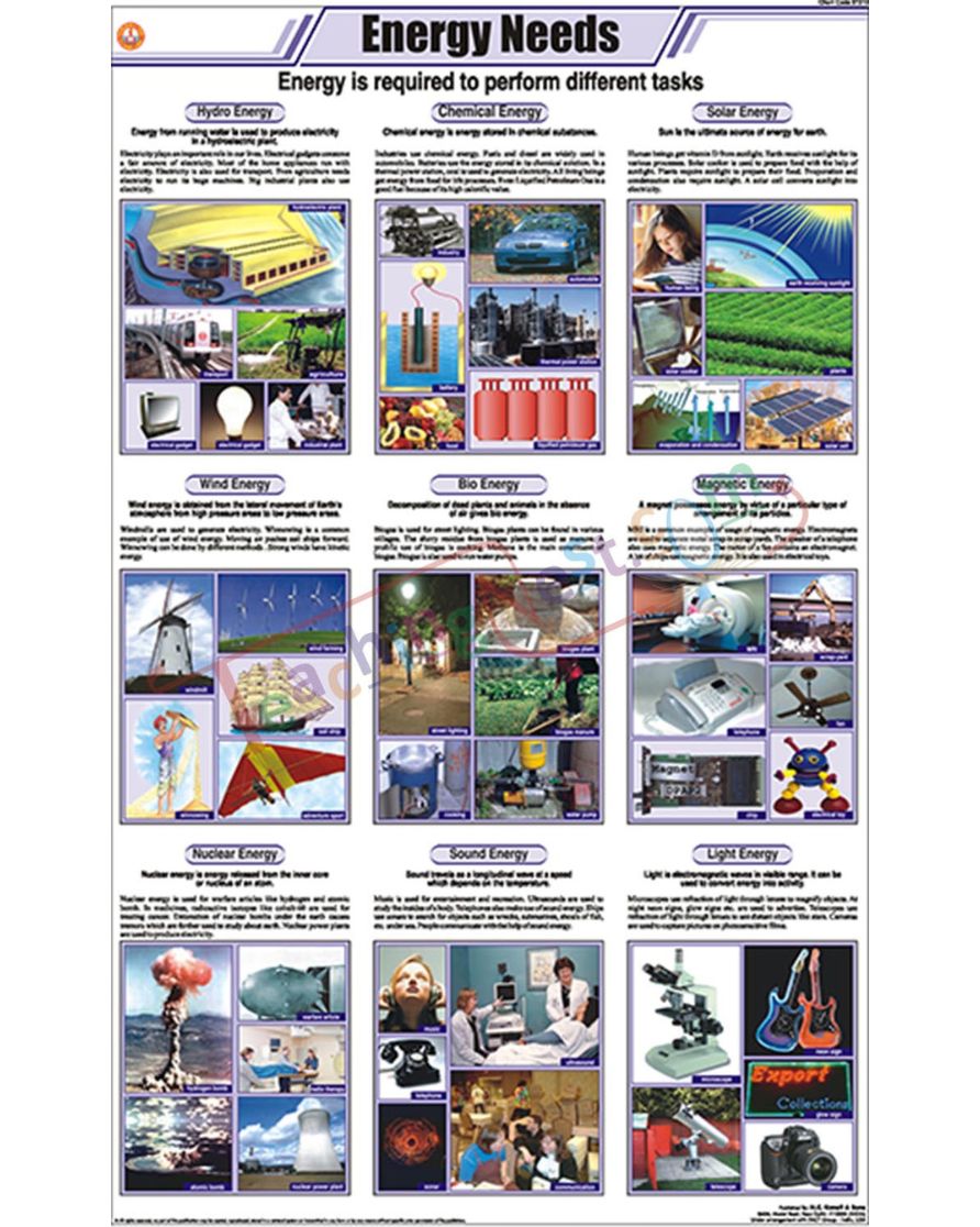 Energy Needs Chart - Laminated, With Rollers