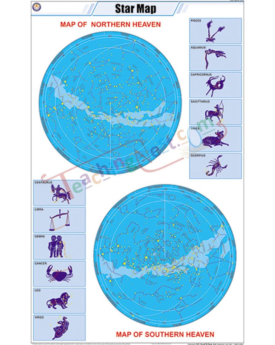 Star Map Chart - Laminated, With Rollers