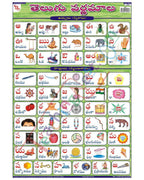 Telugu Alphabet - Laminated, Wall Sticking, 13x19 inch, 33x48 cm, Telugu