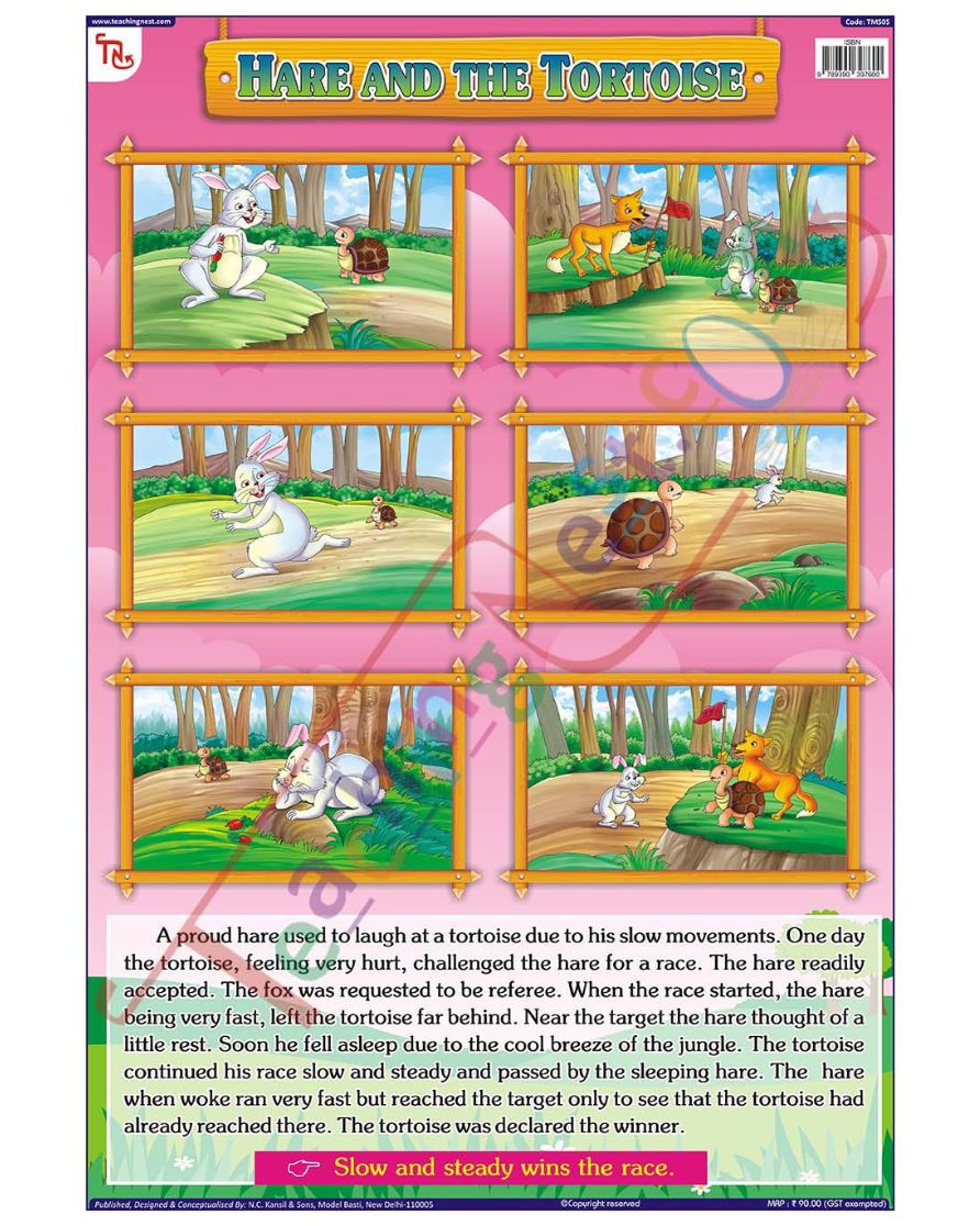 Hare & the Tortoise - Laminated, Wall Sticking, 13x19 inch, 33x48 cm, English only