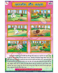 Hare & the Tortoise Hindi - Laminated, Wall Sticking, 13x19 inch, 33x48 cm, Hindi only