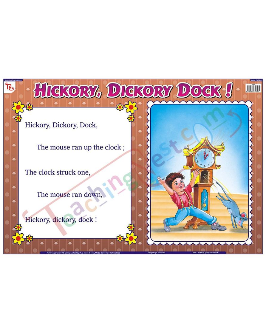 Hickory, Dickory, Dock - Laminated, Wall Sticking, 13x19 inch, 33x48 cm, English only
