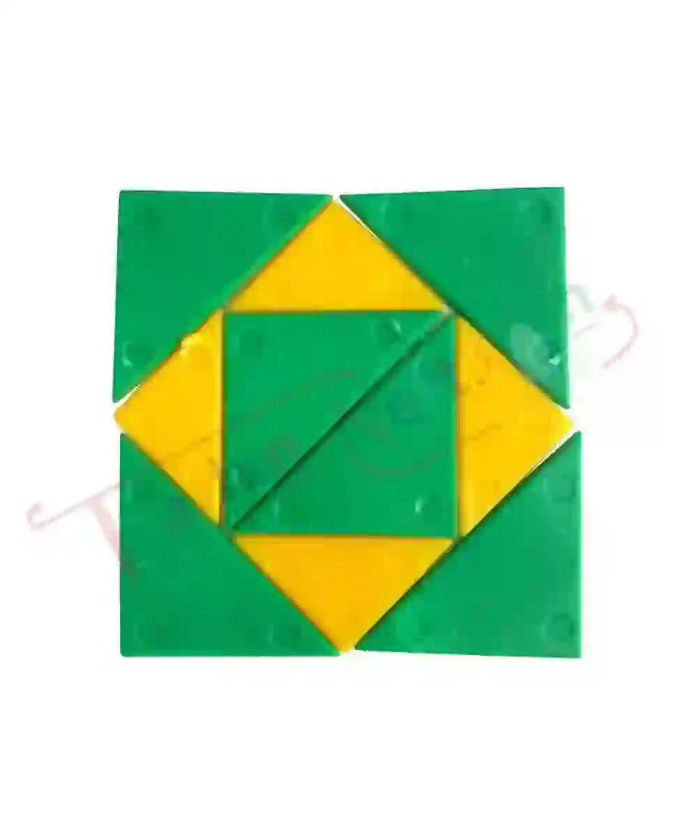 Pattern making with plastic triangles of 3 different sizes
