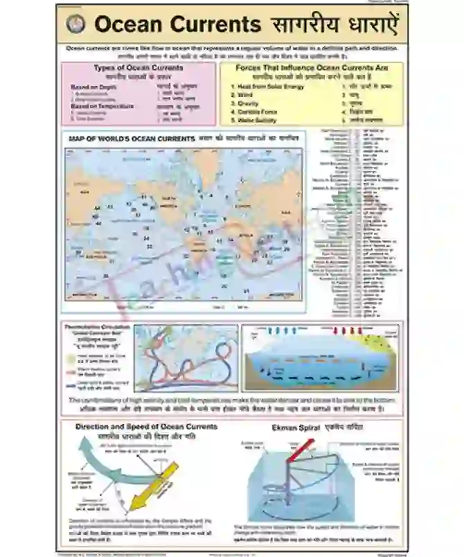 Ocean Currents Chart, English-Hindi