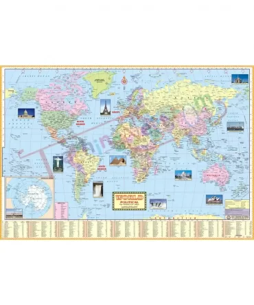 World Political Map, 100x70cm, English