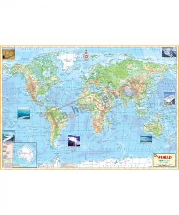 World Physical Map, 100x70cm, English
