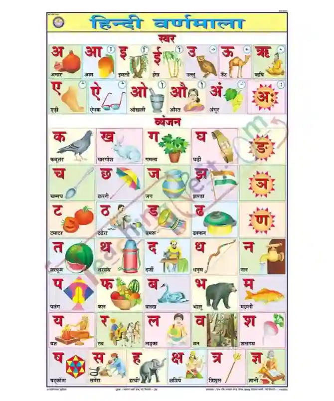 Hindi Alphabet Chart, 50x70 cm