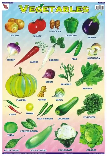 Vegetables Chart - Wall Sticking, 13x19 inch