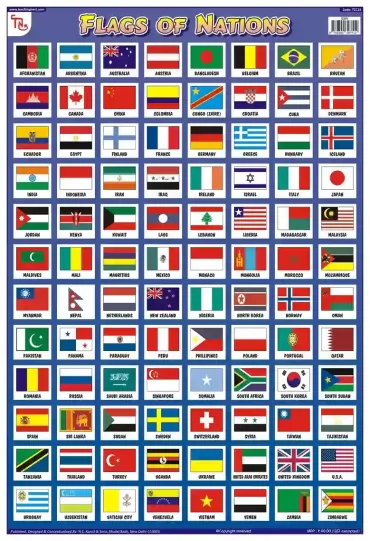 Flags of Nations - Laminated, Wall Sticking, 13x19 inch