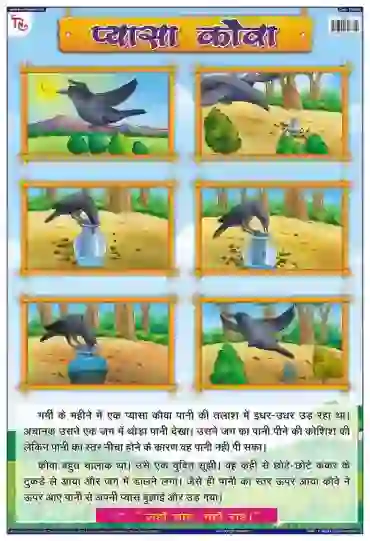 Thirsty Crow Hindi - Laminated, Wall Sticking, 13x19 inch