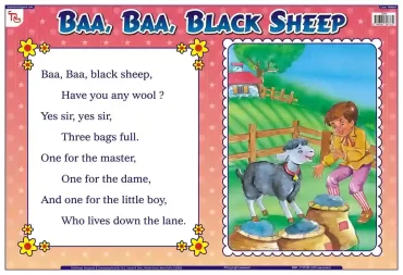 Baa Baa Black Sheep - Laminated, Wall Sticking, 13x19 inch
