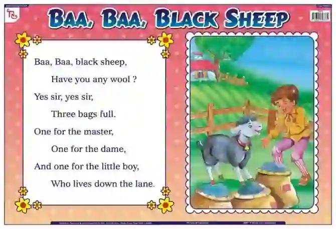 Baa Baa Black Sheep - Laminated, Wall Sticking, 13x19 inch