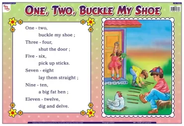 One, Two, Buckle My Shoe - Laminated, Wall Sticking, 13x19 inch