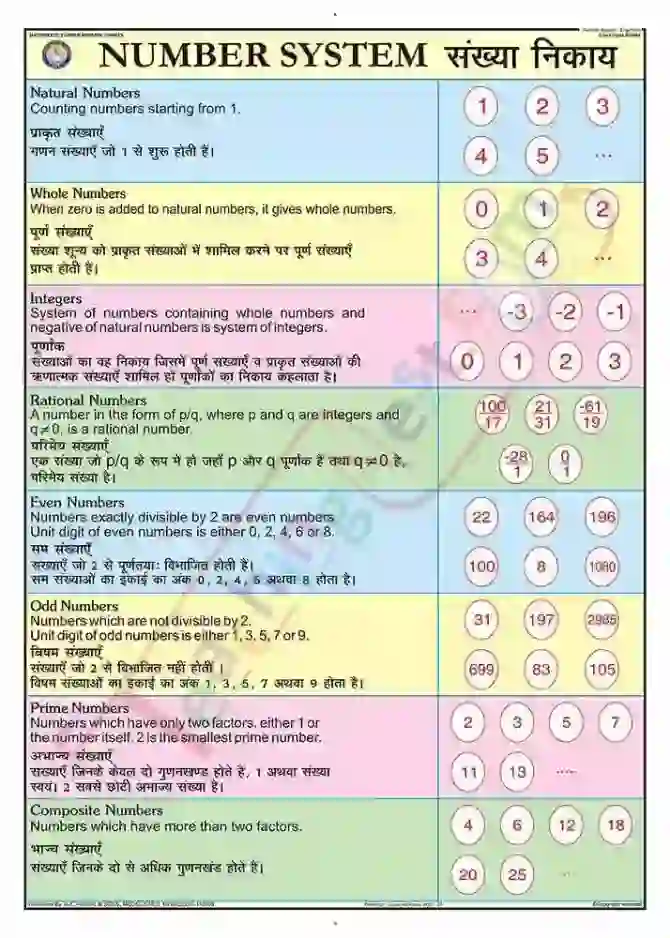 Number System Chart - Laminated, With Rollers