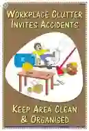 Workplace Clutter Invites Accidents Chart - Laminated, Wall Sticking, 33x48 cm, English Only