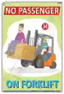 No Passenger on Forklift Chart - Laminated, Wall Sticking, 33x48 cm, English Only
