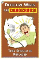 Defective Wires are Dangerous Chart - Laminated, Wall Sticking, 33x48 cm, English Only