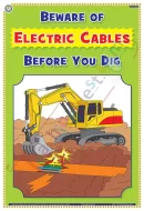 Beware of Electric Cables before You Dig Chart - Laminated, Wall Sticking, 33x48 cm, English Only