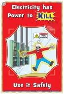 Electricity has power to kill Chart - Laminated, Wall Sticking, 33x48 cm, English Only