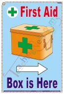 First Aid Box is here Chart - Laminated, Wall Sticking, 33x48 cm, English Only