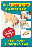 Use Sharp Tools Carefully Chart - Laminated, Wall Sticking, 33x48 cm, English Only